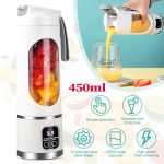 Portable USB Rechargeable Juicer Cup Electric Mixer Blender Smoothie Maker 450ml - Image 8